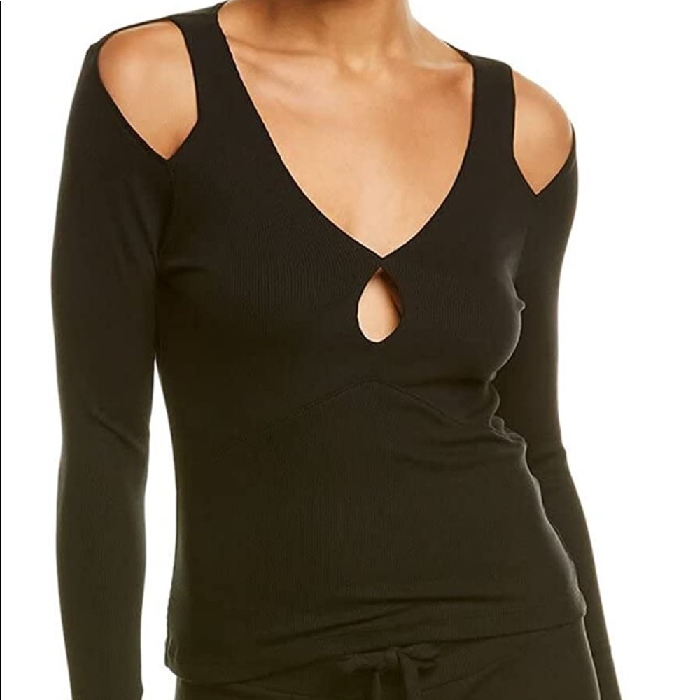 Free People LNA brunel rib cut out shirt